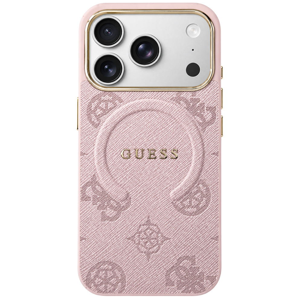 MagSafe-Hülle für Apple iPhone 18 Pro Max / 17 Pro Max, Guess, 4G geprägter Ring Classic Logo, Rosa