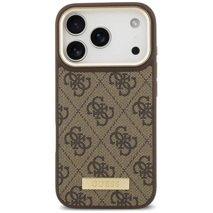 Coque MagSafe pour Apple iPhone 18 Pro Max / 17 Pro Max, Guess, plaque logo 4G, marron