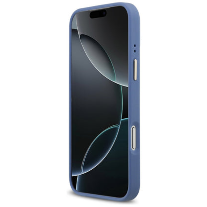 Coque MagSafe pour Apple iPhone 18 Pro Max / 17 Pro Max, Guess, logo 4G strass, bleue