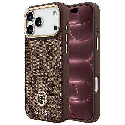 MagSafe-hoesje voor Apple iPhone 18 Pro Max / 17 Pro Max, Guess, 4G Strass-logo, bruin