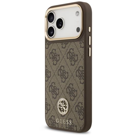 MagSafe-hoesje voor Apple iPhone 18 Pro Max / 17 Pro Max, Guess, 4G Strass-logo, bruin