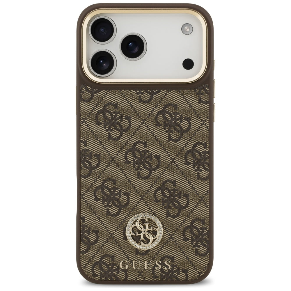 MagSafe-hoesje voor Apple iPhone 18 Pro Max / 17 Pro Max, Guess, 4G Strass-logo, bruin