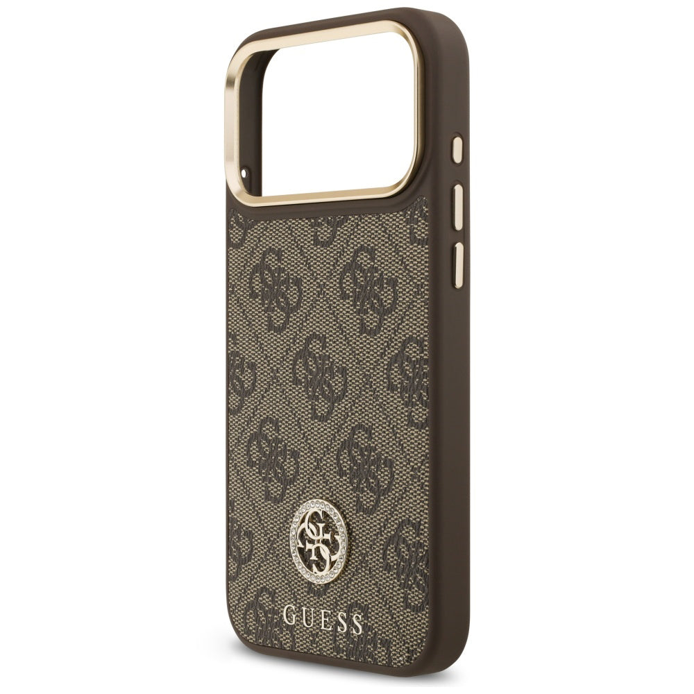 MagSafe-hoesje voor Apple iPhone 18 Pro Max / 17 Pro Max, Guess, 4G Strass-logo, bruin