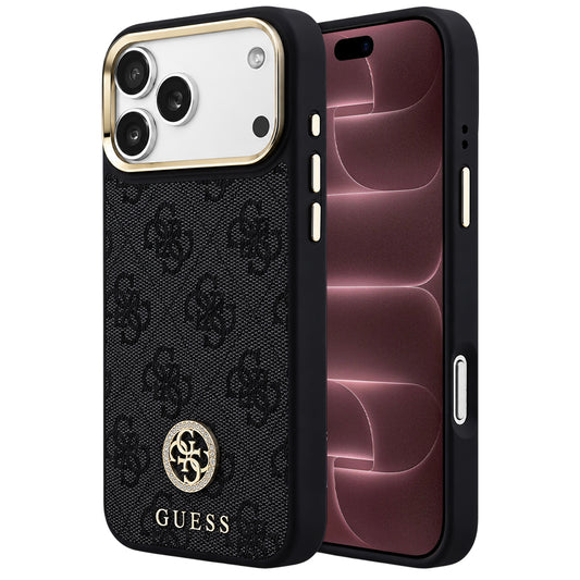 MagSafe-Hülle für Apple iPhone 18 Pro Max / 17 Pro Max, Guess, 4G Strass Logo, Schwarz