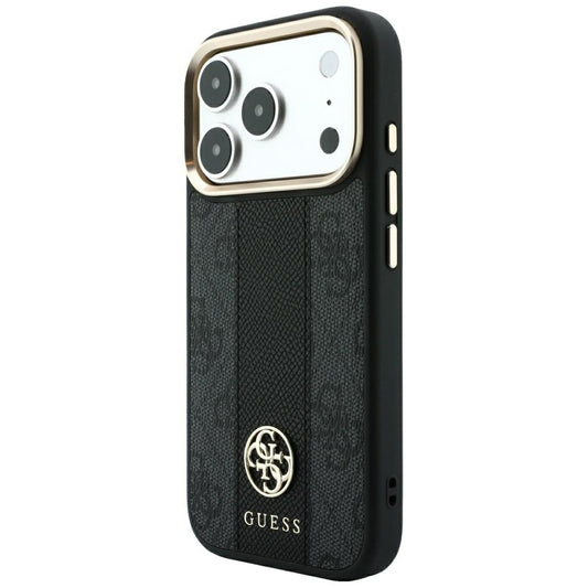 MagSafe-hoesje voor Apple iPhone 18 Pro Max / 17 Pro Max, Guess, 4G Stripe Round Classic Logo, Zwart
