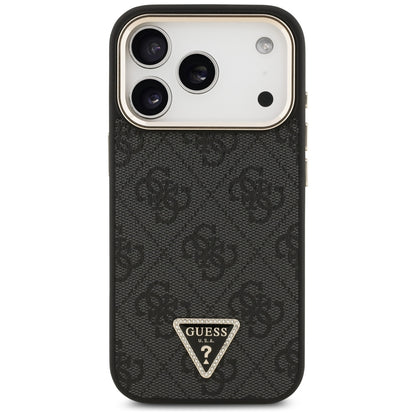 Coque MagSafe pour Apple iPhone 18 Pro Max / 17 Pro Max, Guess, logo Triangle 4G, noire et dorée