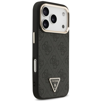 Coque MagSafe pour Apple iPhone 18 Pro Max / 17 Pro Max, Guess, logo Triangle 4G, noire et dorée