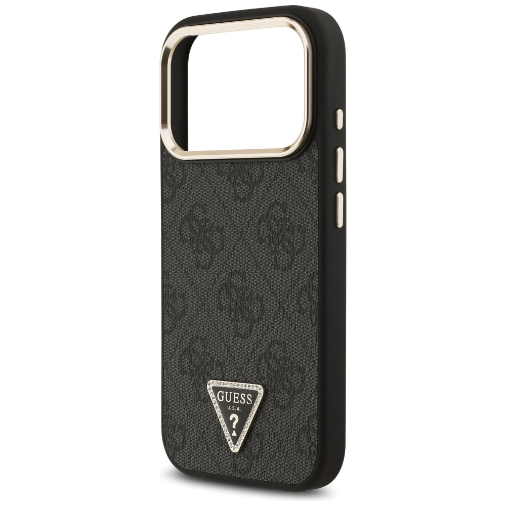 Coque MagSafe pour Apple iPhone 18 Pro Max / 17 Pro Max, Guess, logo Triangle 4G, noire et dorée