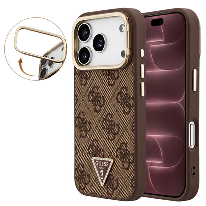 Coque MagSafe pour Apple iPhone 18 Pro Max / 17 Pro Max, Guess, logo triangulaire 4G et support pour appareil photo, marron