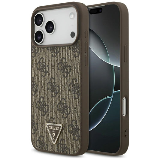 MagSafe-Hülle für Apple iPhone 18 Pro Max / 17 Pro Max, Guess, 4G Triangle Strass, Braun