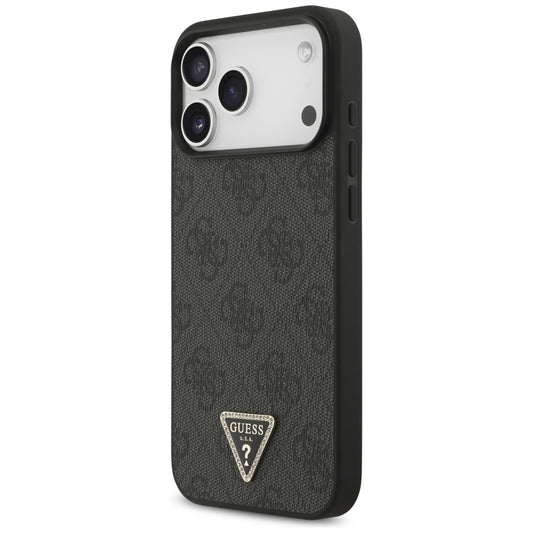 MagSafe-Hülle für Apple iPhone 18 Pro Max / 17 Pro Max, Guess, 4G Triangle Strass, Schwarz