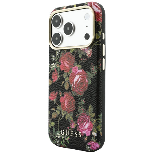MagSafe-hoesje voor Apple iPhone 18 Pro Max / 17 Pro Max, Guess, Blossom Roses Print, zwart