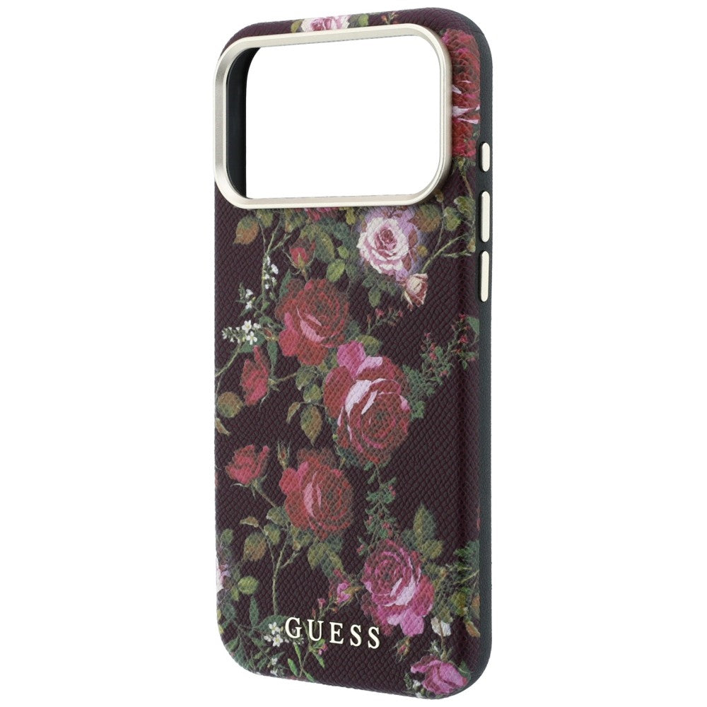 Coque MagSafe pour Apple iPhone 18 Pro Max / 17 Pro Max, Guess, Blossom Roses Print, bordeaux