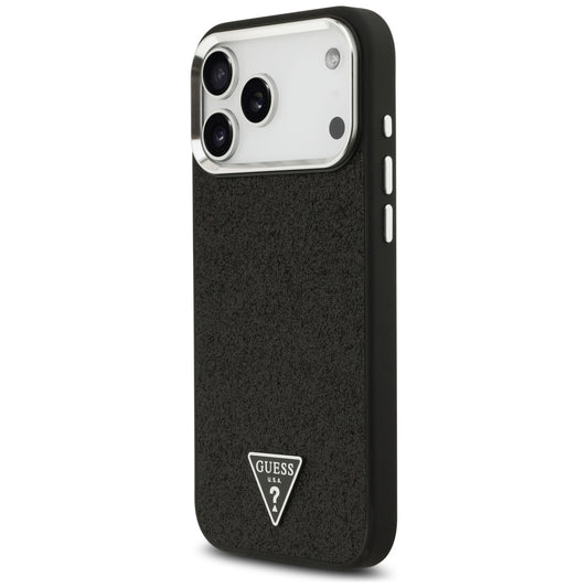 Coque MagSafe pour Apple iPhone 18 Pro Max / 17 Pro Max, Guess, Logo Triangle Pailleté, Noire