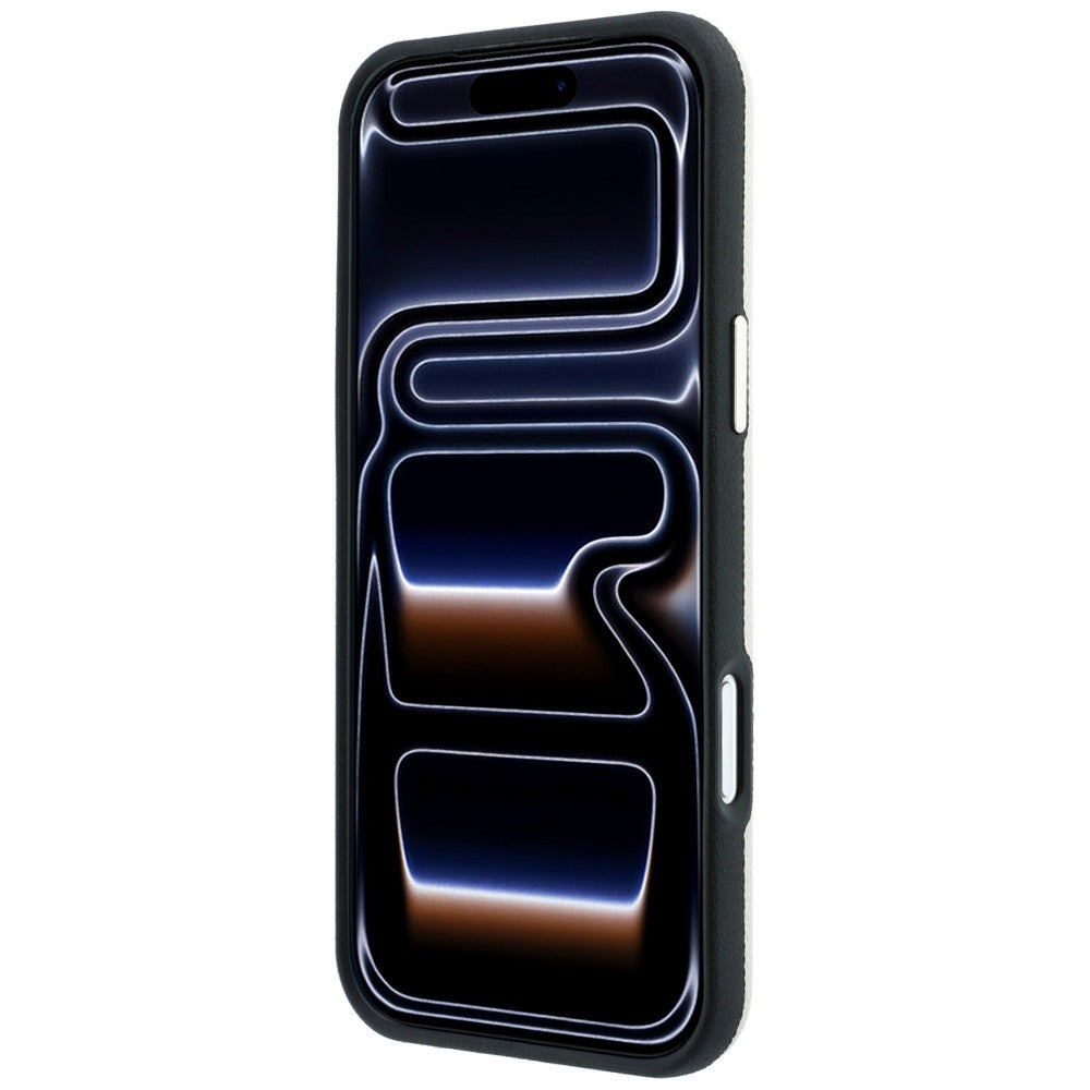 Coque MagSafe pour Apple iPhone 18 Pro Max / 17 Pro Max, Guess, Logo Strass Rond Grainé, Beige