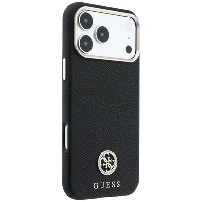Coque MagSafe pour Apple iPhone 18 Pro Max / 17 Pro Max, Guess, Logo Strass Rond Granulé, Noire