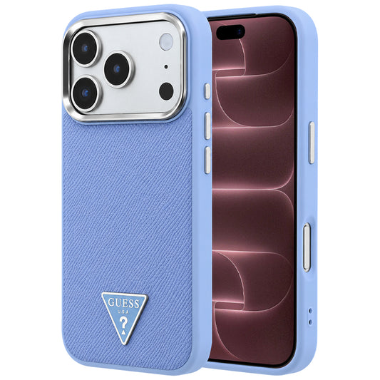 MagSafe-hoesje voor Apple iPhone 18 Pro Max / 17 Pro Max, Guess, Gegranuleerd Driehoek Logo, Blauw