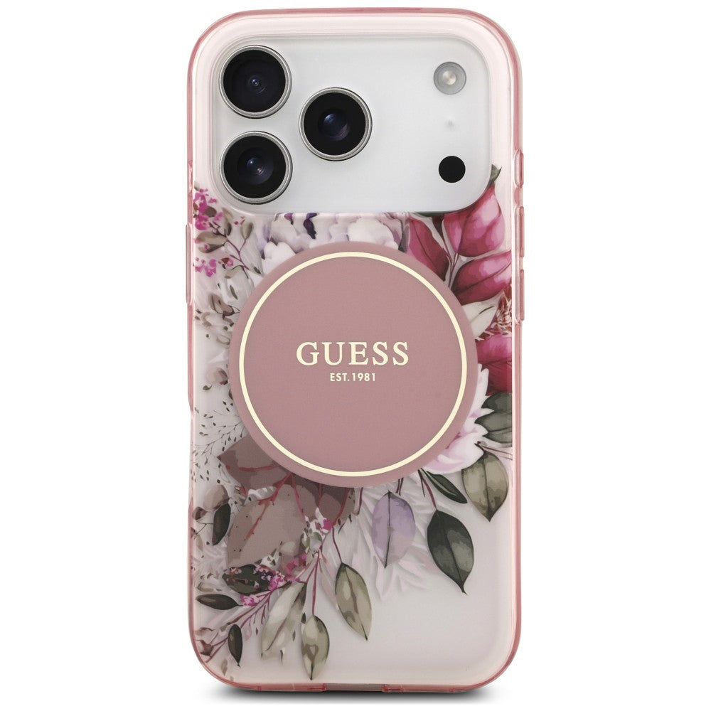 MagSafe-Hülle für Apple iPhone 18 Pro Max / 17 Pro Max, Guess, IML Flower & Tonal Circle, Rosa