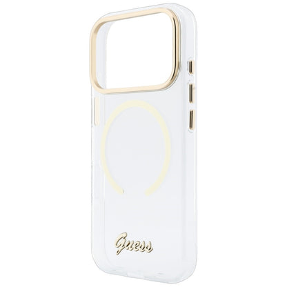 MagSafe-Hülle für Apple iPhone 18 Pro Max / 17 Pro Max, Guess, IML Script Metal, transparent