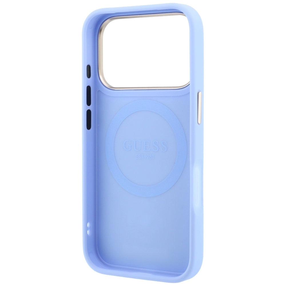 Coque MagSafe pour Apple iPhone 18 Pro Max / 17 Pro Max, Guess, Peony 4G Small Logo, Bleu