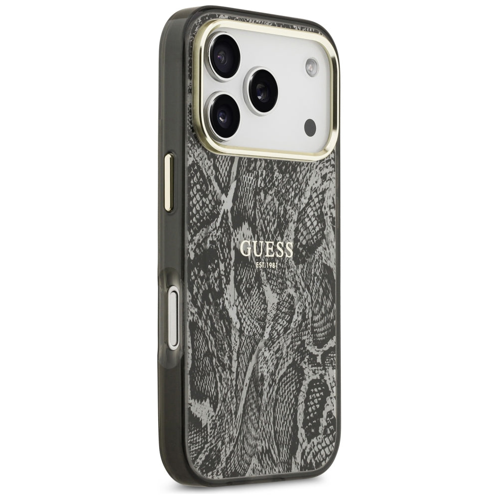 Coque MagSafe pour Apple iPhone 18 Pro Max / 17 Pro Max, Guess, motif python, noire