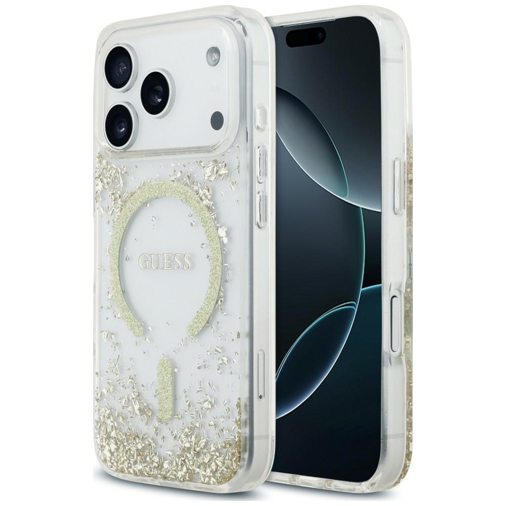 MagSafe-Hülle für Apple iPhone 18 Pro Max / 17 Pro Max, Guess, Resin Bottom Glitter, Gold