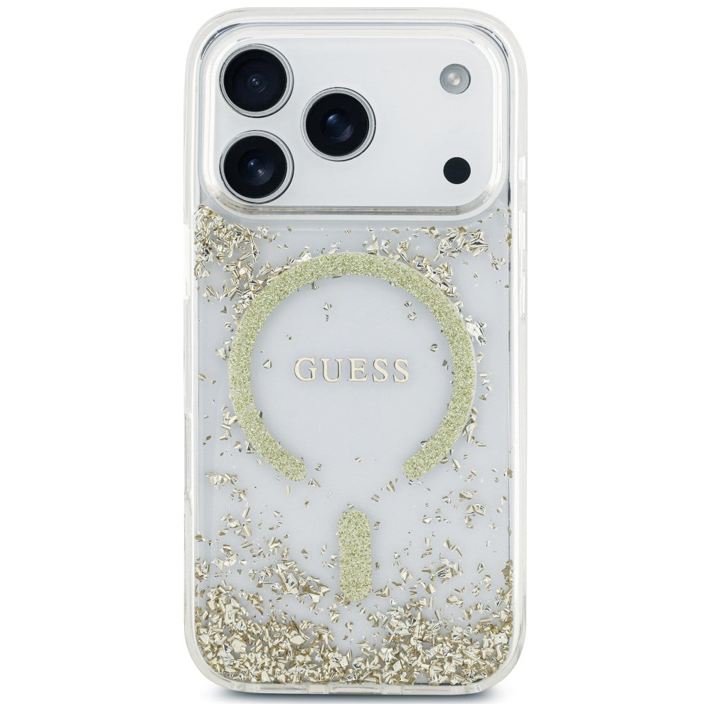 MagSafe-Hülle für Apple iPhone 18 Pro Max / 17 Pro Max, Guess, Resin Bottom Glitter, Gold