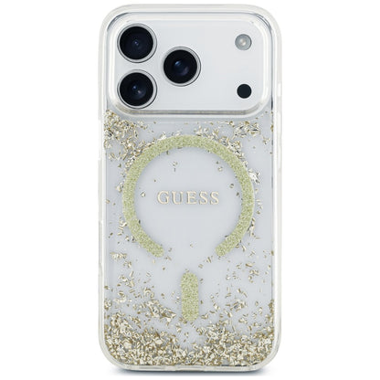 MagSafe-Hülle für Apple iPhone 18 Pro Max / 17 Pro Max, Guess, Resin Bottom Glitter, Gold