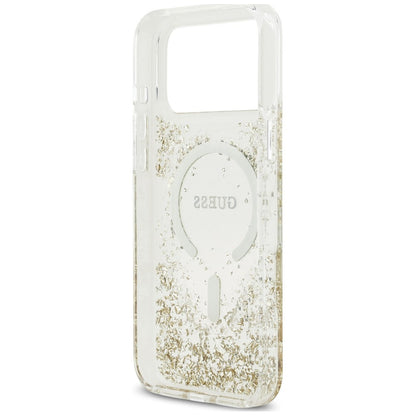 MagSafe-Hülle für Apple iPhone 18 Pro Max / 17 Pro Max, Guess, Resin Bottom Glitter, Gold