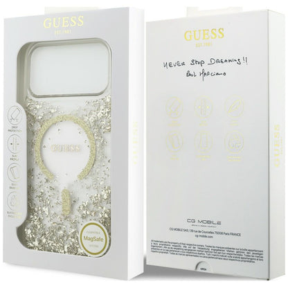MagSafe-Hülle für Apple iPhone 18 Pro Max / 17 Pro Max, Guess, Resin Bottom Glitter, Gold