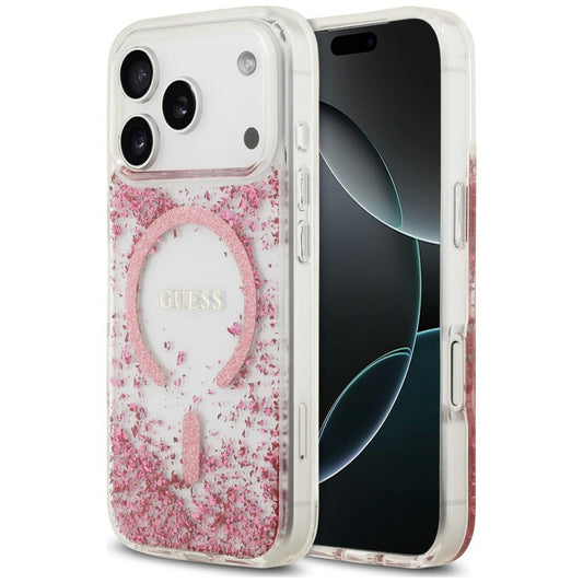 MagSafe-hoesje voor Apple iPhone 18 Pro Max / 17 Pro Max, Guess, Resin Bottom Glitter, Roze