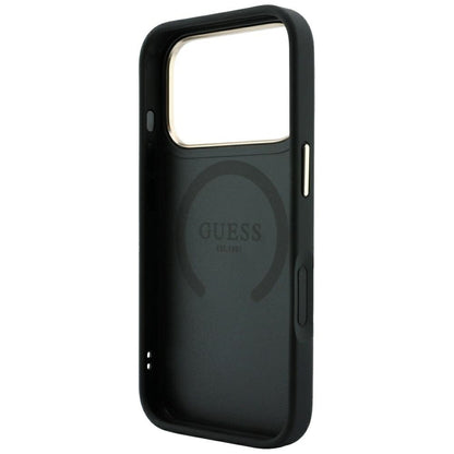 MagSafe-Hülle für Apple iPhone 18 Pro Max / 17 Pro Max, Guess, Saffiano Peony Ring, Schwarz