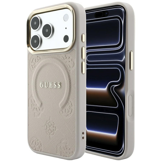 MagSafe-hoes voor Apple iPhone 18 Pro Max / 17 Pro Max, Guess, Saffiano Peony Ring, Roze