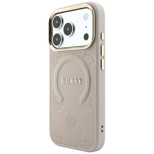 MagSafe-hoes voor Apple iPhone 18 Pro Max / 17 Pro Max, Guess, Saffiano Peony Ring, Roze