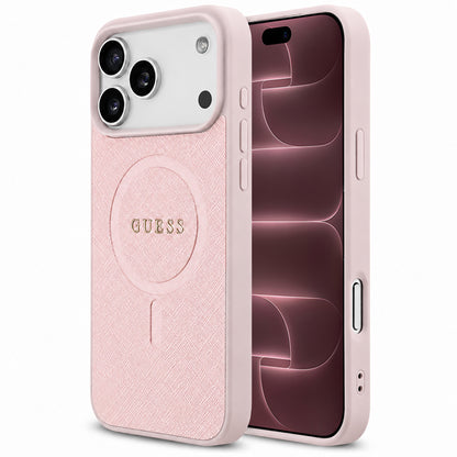 Coque MagSafe pour Apple iPhone 18 Pro Max / 17 Pro Max, Guess, Saffiano, Rose