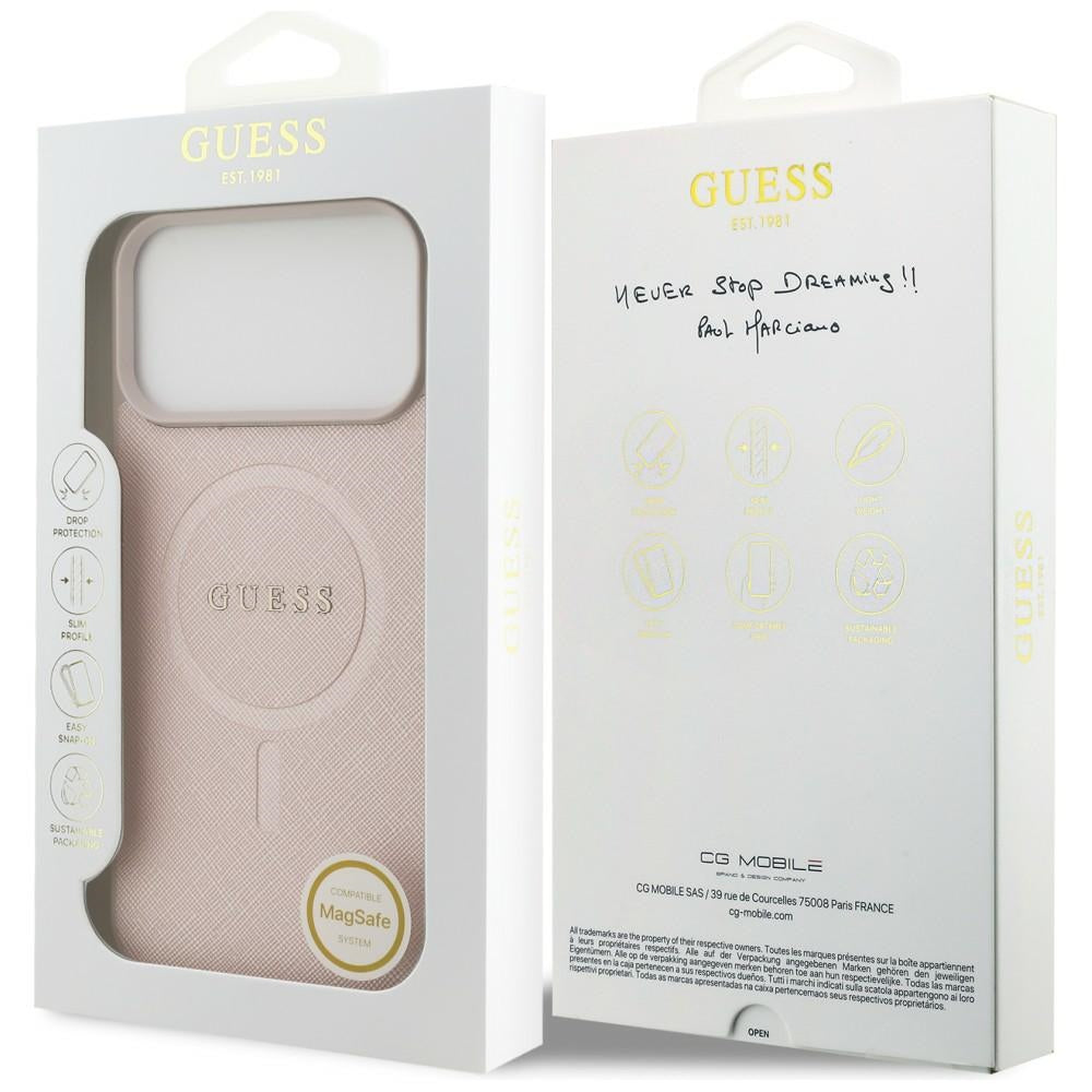 Coque MagSafe pour Apple iPhone 18 Pro Max / 17 Pro Max, Guess, Saffiano, Rose