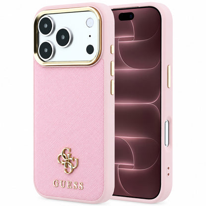 MagSafe-hoesje voor Apple iPhone 18 Pro Max / 17 Pro Max, Guess, Saffiano Small 4G Classic, Roze