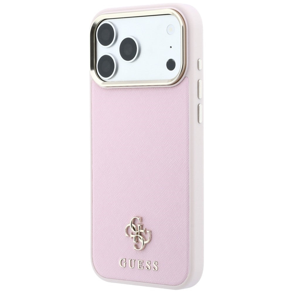 MagSafe-hoesje voor Apple iPhone 18 Pro Max / 17 Pro Max, Guess, Saffiano Small 4G Classic, Roze
