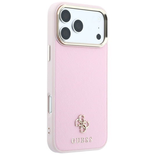 MagSafe-hoesje voor Apple iPhone 18 Pro Max / 17 Pro Max, Guess, Saffiano Small 4G Classic, Roze