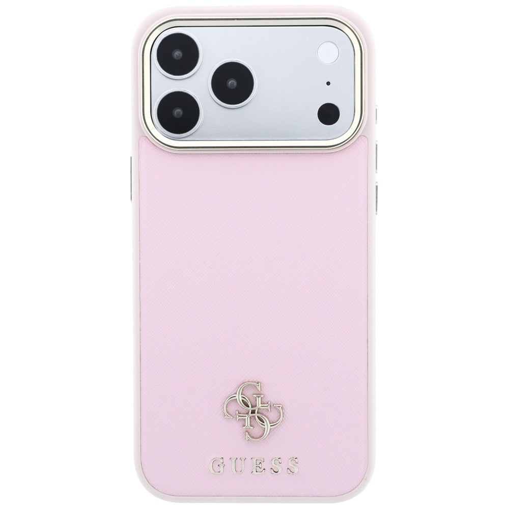 MagSafe-hoesje voor Apple iPhone 18 Pro Max / 17 Pro Max, Guess, Saffiano Small 4G Classic, Roze