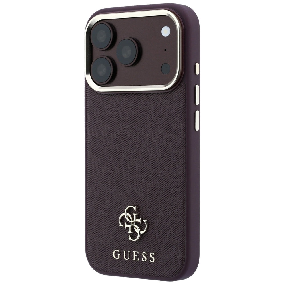 MagSafe-Hülle für Apple iPhone 18 Pro Max / 17 Pro Max, Guess, Saffiano Small 4G Classic, Weinrot