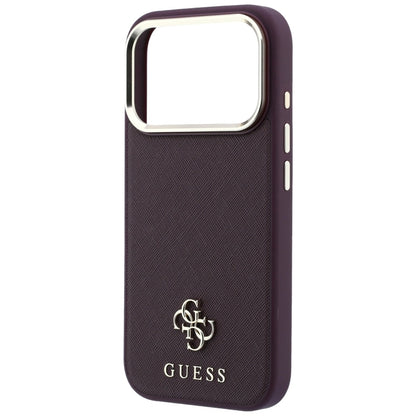 MagSafe-Hülle für Apple iPhone 18 Pro Max / 17 Pro Max, Guess, Saffiano Small 4G Classic, Weinrot