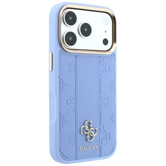 MagSafe-Hülle für Apple iPhone 18 Pro Max / 17 Pro Max, Guess, Stripe Peony 4G, Blau
