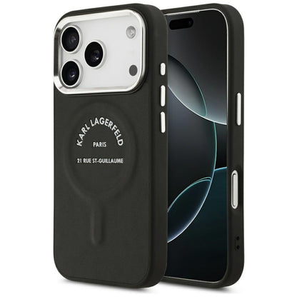 MagSafe-hoesje voor Apple iPhone 18 Pro Max / 17 Pro Max, Karl Lagerfeld, EMB. Ring Karl RSG Logo, Zwart
