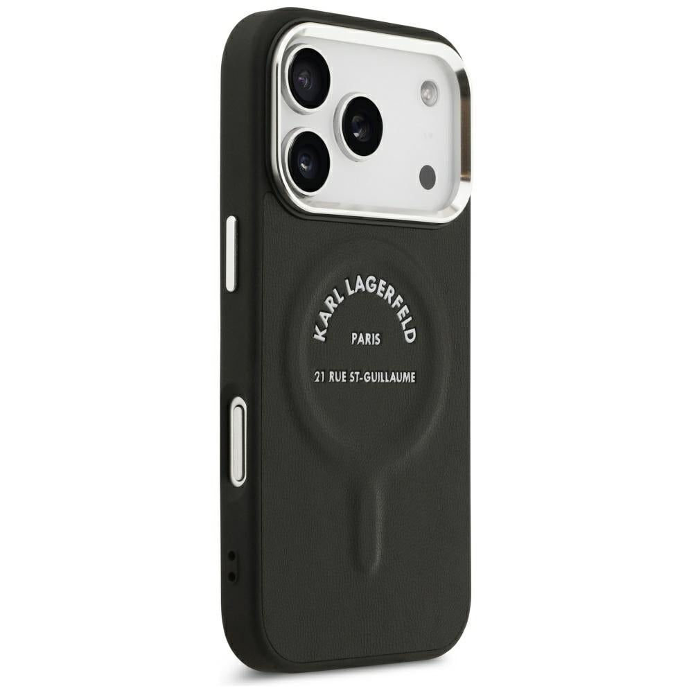 MagSafe-hoesje voor Apple iPhone 18 Pro Max / 17 Pro Max, Karl Lagerfeld, EMB. Ring Karl RSG Logo, Zwart