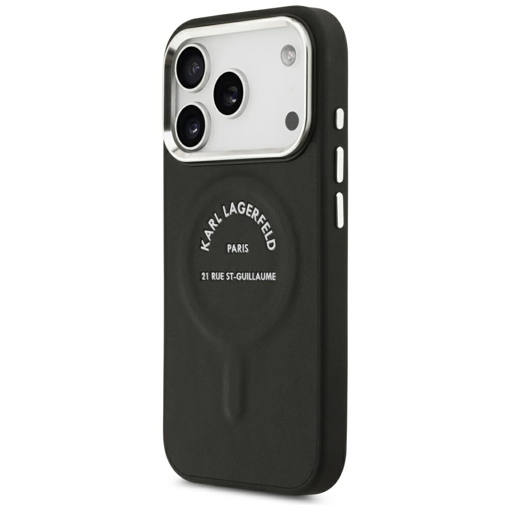 MagSafe-hoesje voor Apple iPhone 18 Pro Max / 17 Pro Max, Karl Lagerfeld, EMB. Ring Karl RSG Logo, Zwart