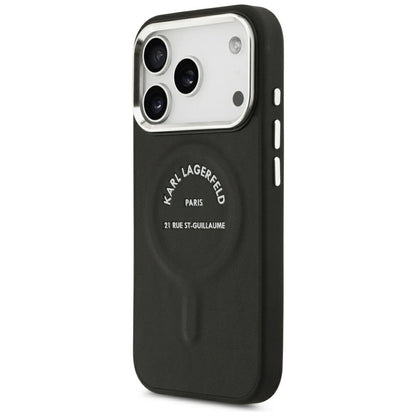 MagSafe-hoesje voor Apple iPhone 18 Pro Max / 17 Pro Max, Karl Lagerfeld, EMB. Ring Karl RSG Logo, Zwart