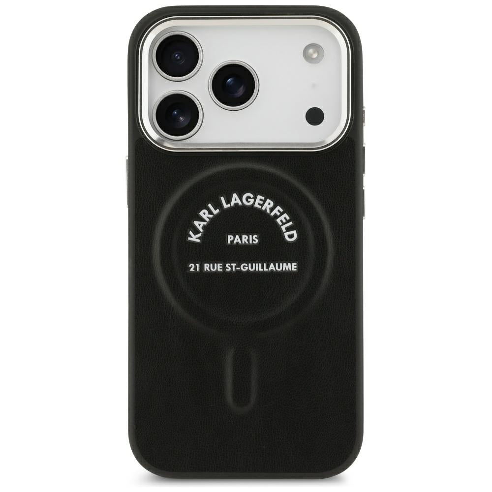 MagSafe-hoesje voor Apple iPhone 18 Pro Max / 17 Pro Max, Karl Lagerfeld, EMB. Ring Karl RSG Logo, Zwart