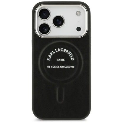 MagSafe-hoesje voor Apple iPhone 18 Pro Max / 17 Pro Max, Karl Lagerfeld, EMB. Ring Karl RSG Logo, Zwart