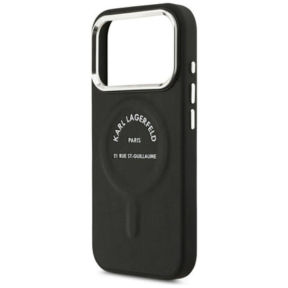 MagSafe-hoesje voor Apple iPhone 18 Pro Max / 17 Pro Max, Karl Lagerfeld, EMB. Ring Karl RSG Logo, Zwart